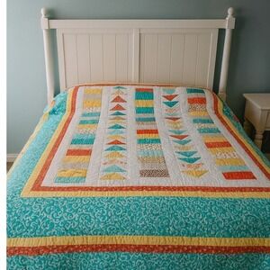 Handmade Patchwork Quilt Colorful Triangle‎ #120 REVERSIBLE  60 X 70